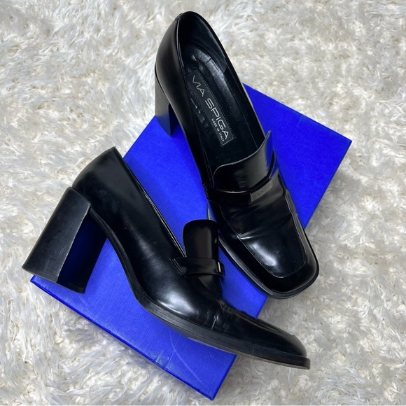 Via Spaga black block heels size 7 - Picture 1 of 8